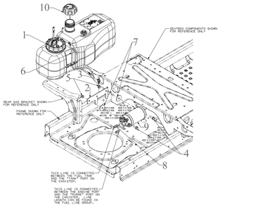 Fuel Tank Diagram and Parts List for RZT-SX46EFI (17RWCBYN210)(2018) Cub Cadet Lawn Tractor